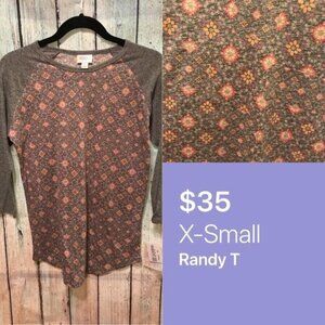 Lularoe Randy 3/4 Sleeve Tea Shirt XS